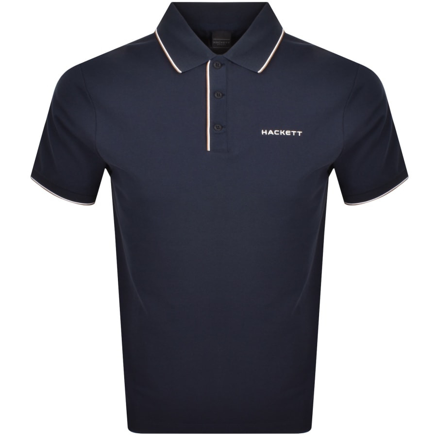 Image number 1 for Hackett Heritage Resort Logo Tipped Polo Navy