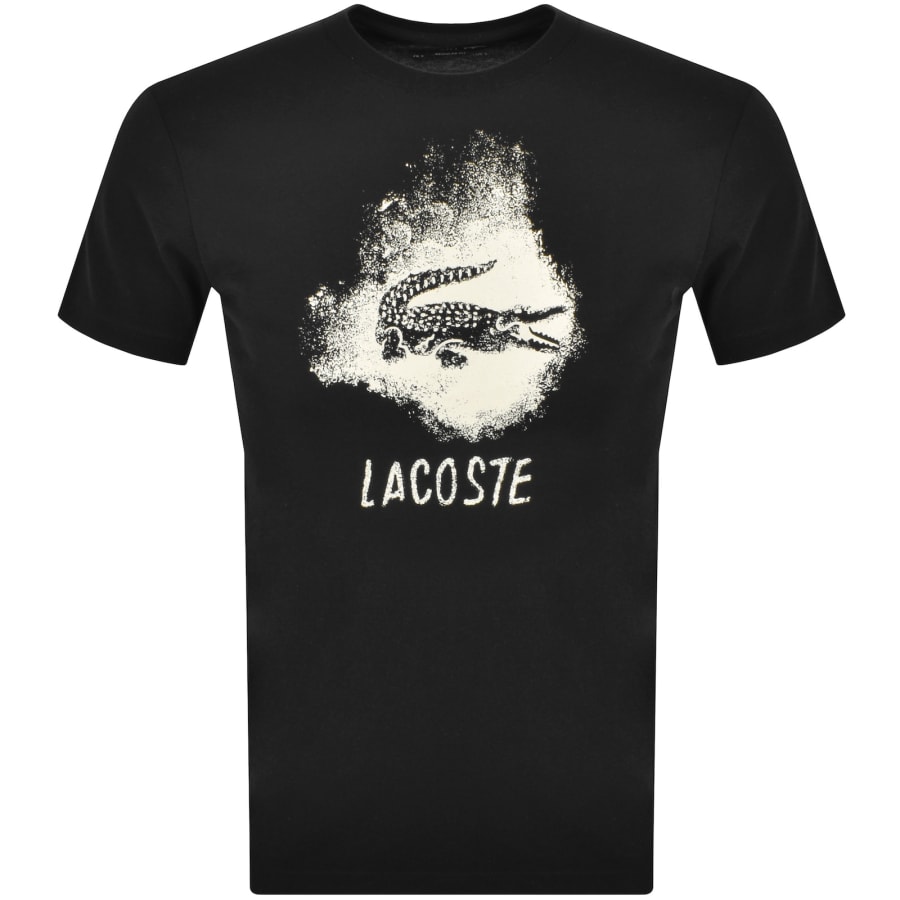 Image number 1 for Lacoste Sport Crew Neck Graphic T Shirt Black