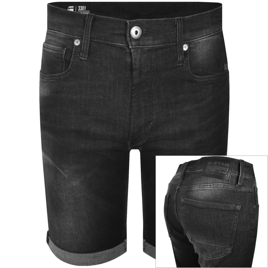 Image number 1 for G Star 3301 Denim Shorts Grey