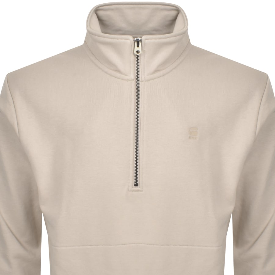 Image number 2 for G Star Nifous Half Zip Fleece Beige