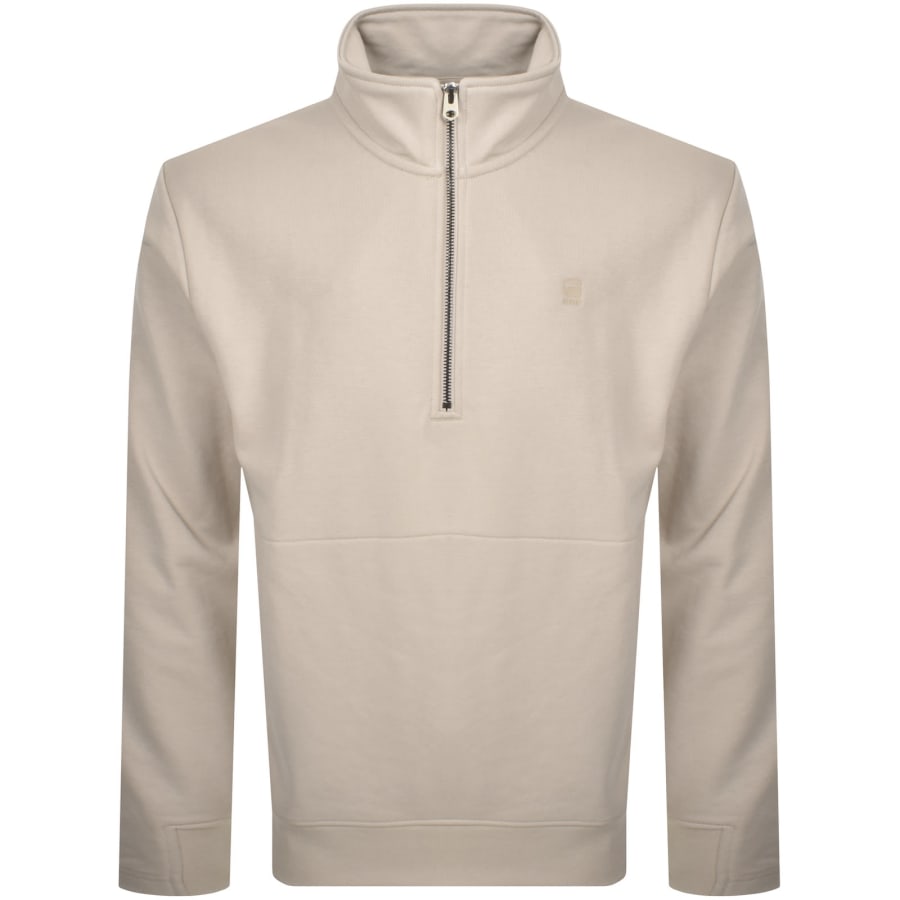 Image number 1 for G Star Nifous Half Zip Fleece Beige