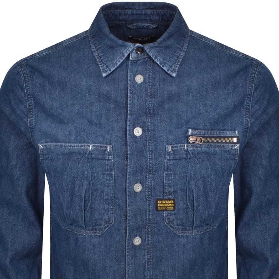 Image number 2 for G-Star Pleated Shirt In Blue