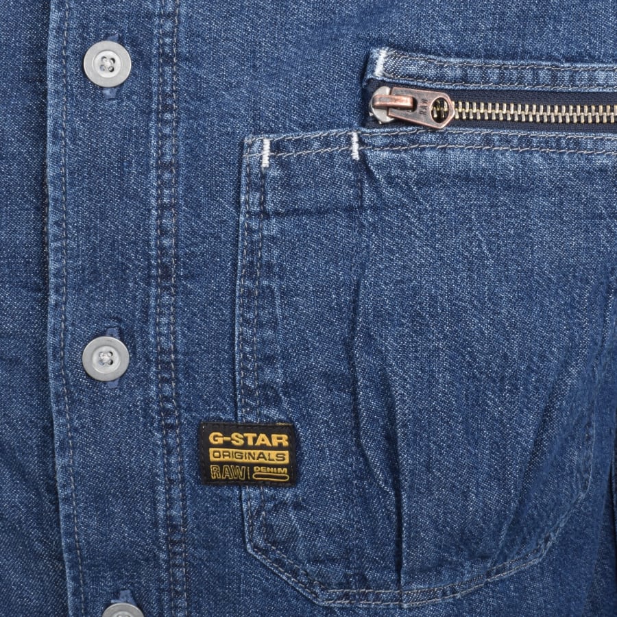 Image number 4 for G-Star Pleated Shirt In Blue