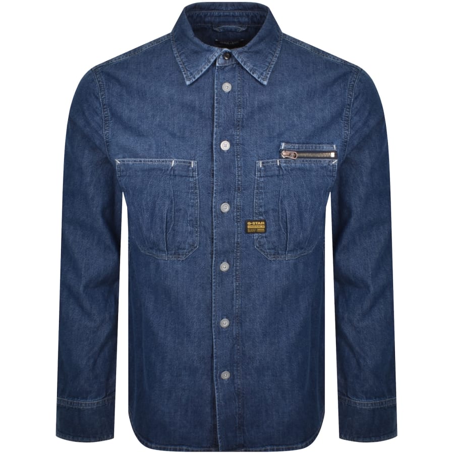 Image number 1 for G-Star Pleated Shirt In Blue