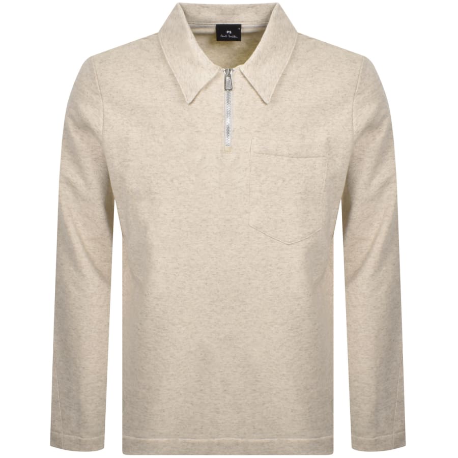 Image number 1 for Paul Smith Long Sleeved Polo T Shirt Beige