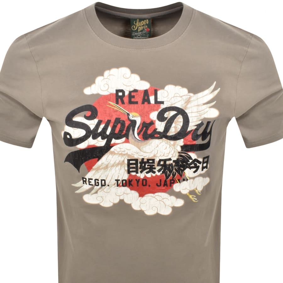 Image number 2 for Superdry VL Tokyo Relaxed Logo T Shirt Khaki