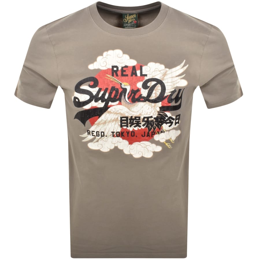 Image number 1 for Superdry VL Tokyo Relaxed Logo T Shirt Khaki