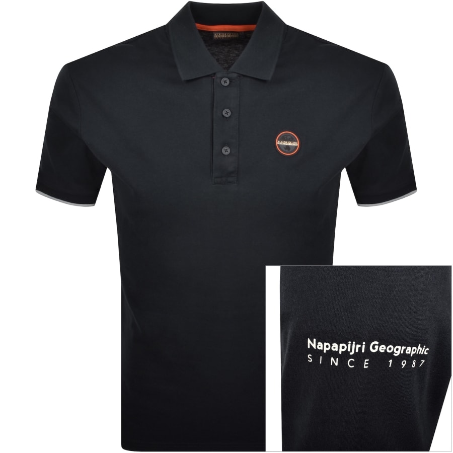 Image number 1 for Napapijri E Badge Short Sleeve Polo T Shirt black
