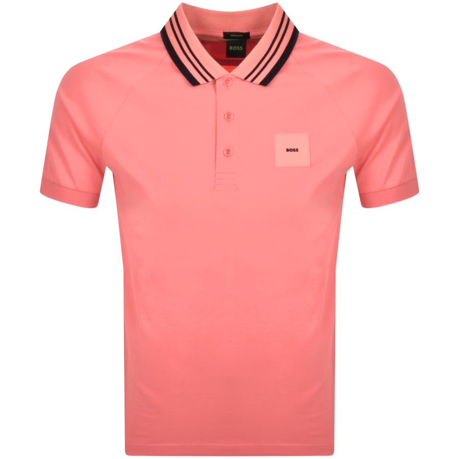 Image number 1 for BOSS Paddy Rib Polo Shirt Pink