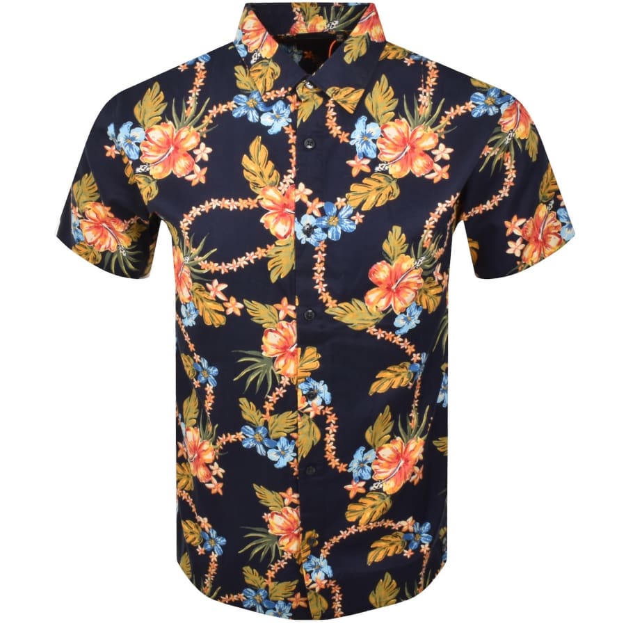 Image number 1 for Superdry Short Sleeved Hawaiian Shirt Navy