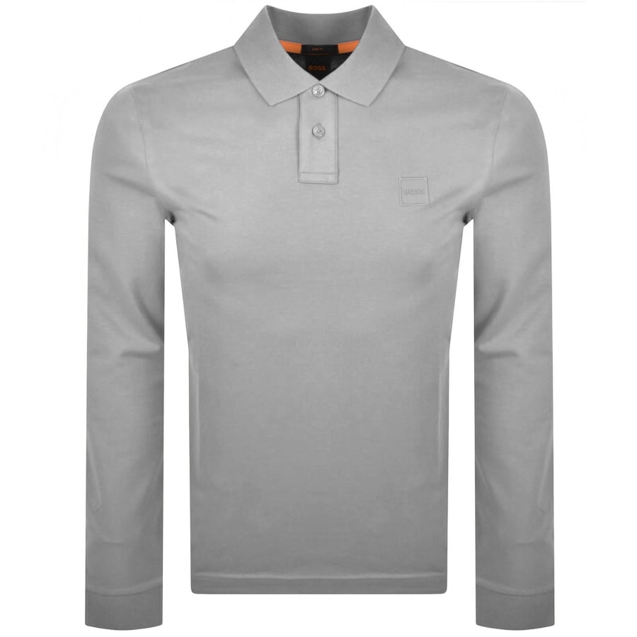 Image number 1 for BOSS Long Sleeve Passerby Polo T Shirt Grey