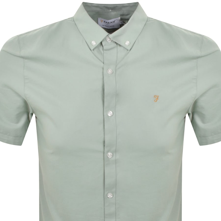 Image number 2 for Farah Brewer Slim Short Sleeve Shirt Green