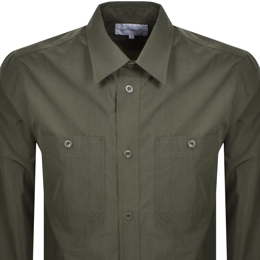 Image number 2 for Norse Projects Silas Tech Poplin 2.0 Shirt Green