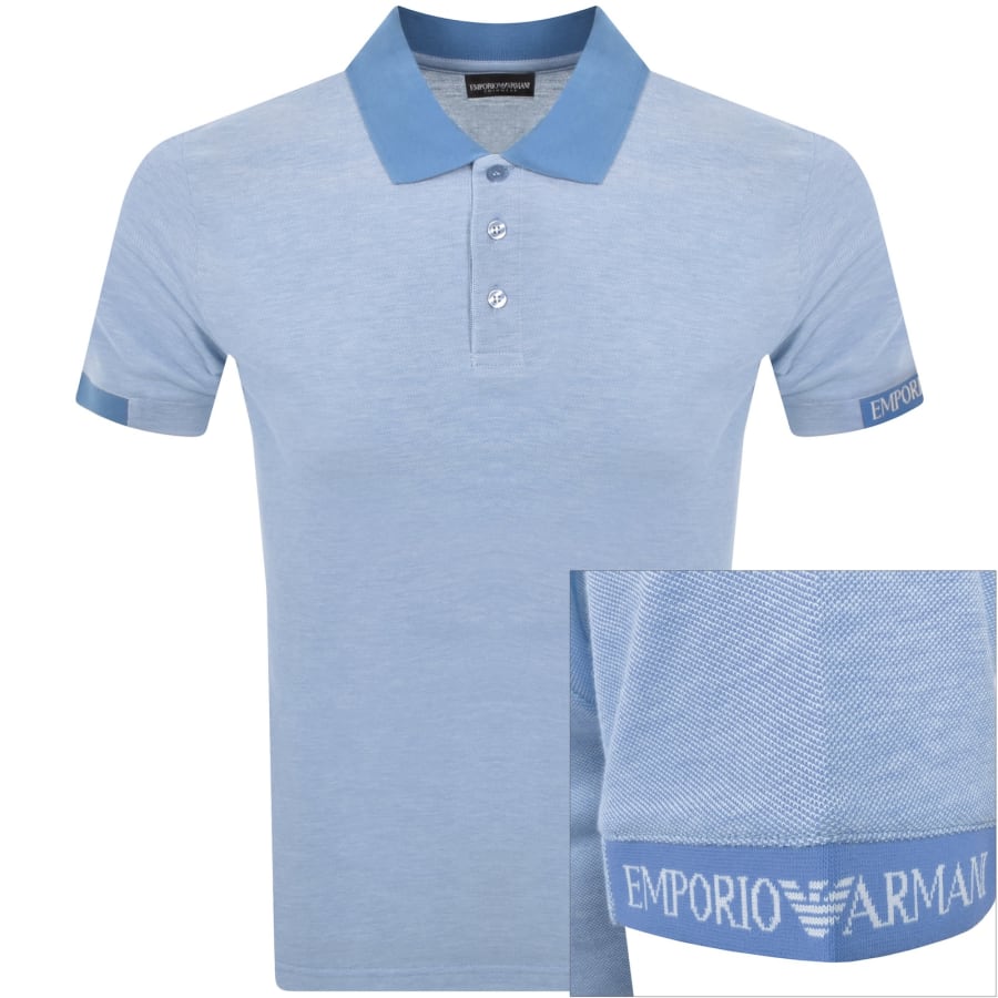 Image number 1 for Emporio Armani Two Tone Polo T Shirt Blue
