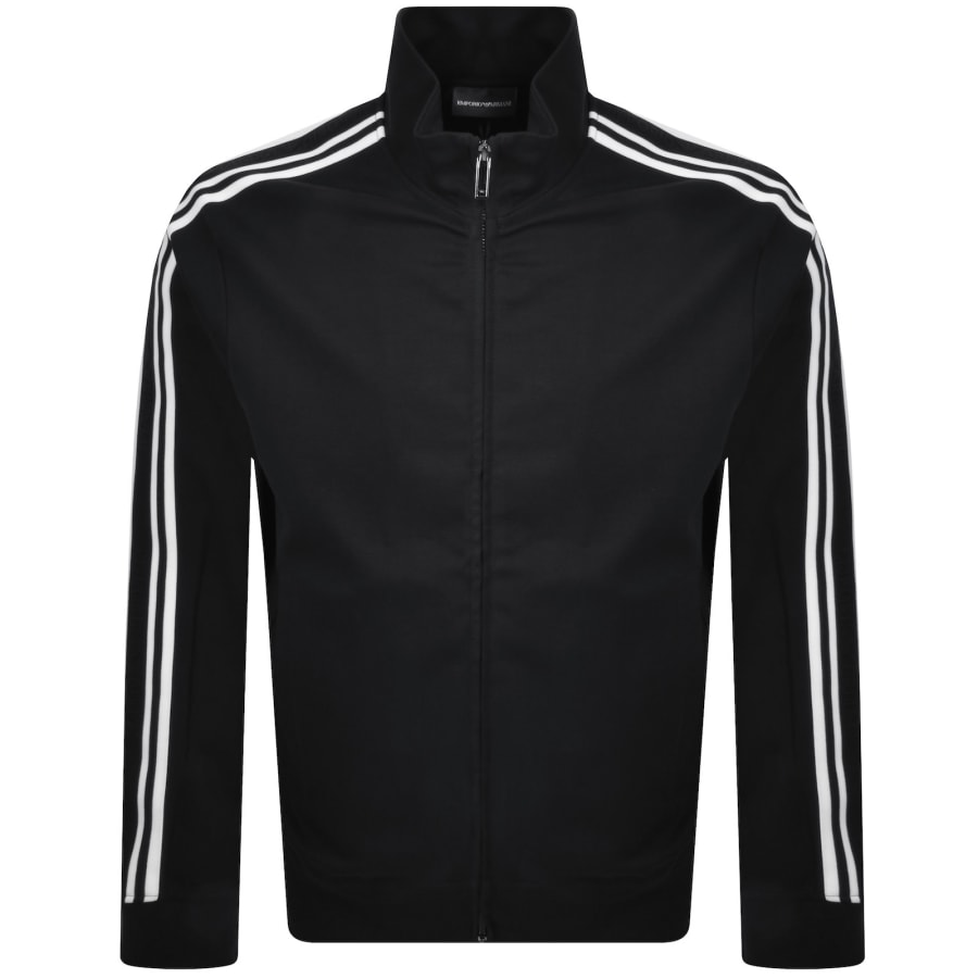 Image number 1 for Emporio Armani Full Zip Tape Logo Sweatshirt Navy