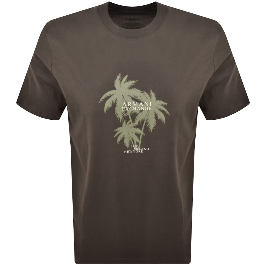 Image number 1 for Armani Exchange Tropical Logo T Shirt Green