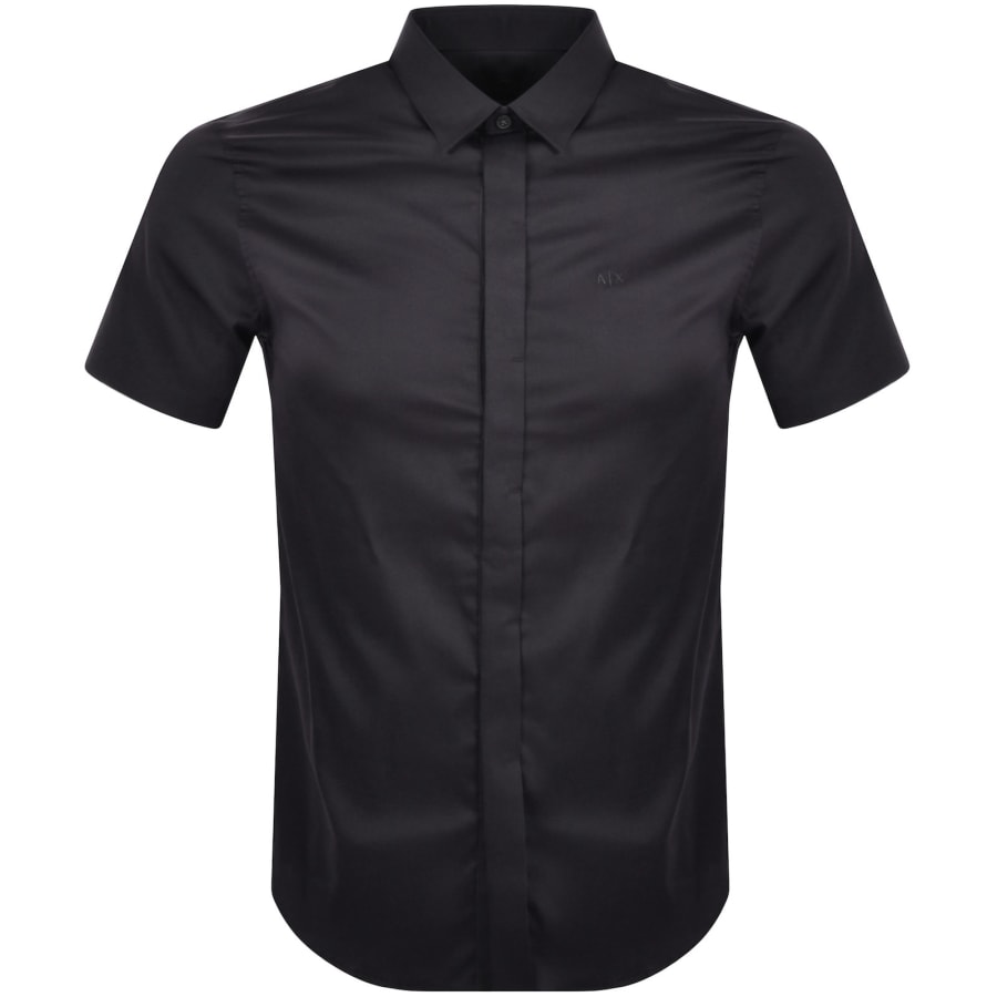Image number 1 for Armani Exchange Slim Fit Short Sleeved Shirt Navy