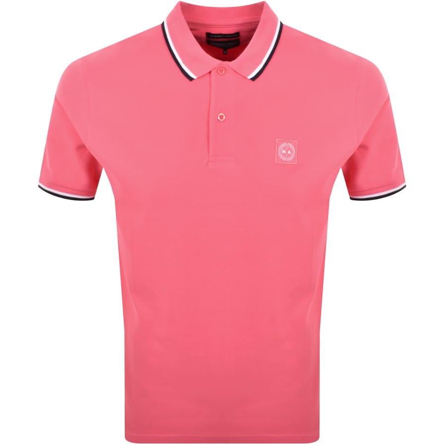 Image number 1 for Marshall Artist Tipped Polo T Shirt Salmon Pink