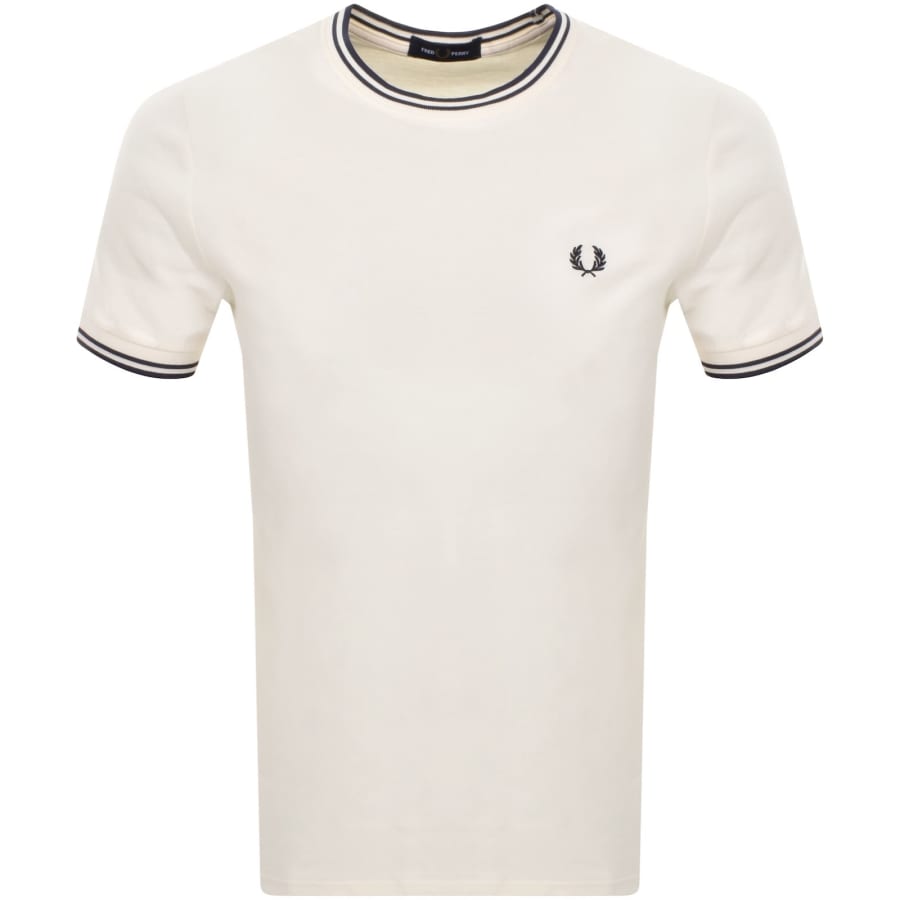 Image number 1 for Fred Perry Twin Tipped Short Sleeved T Shirt Ecru