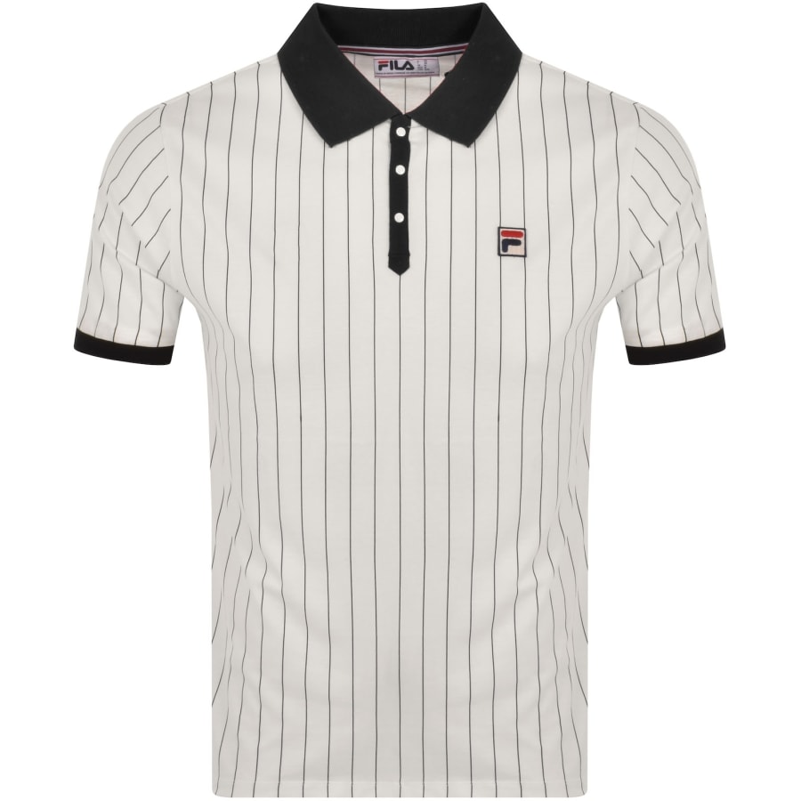 Image number 1 for Fila Vintage Classic Stripe Polo T Shirt Cream