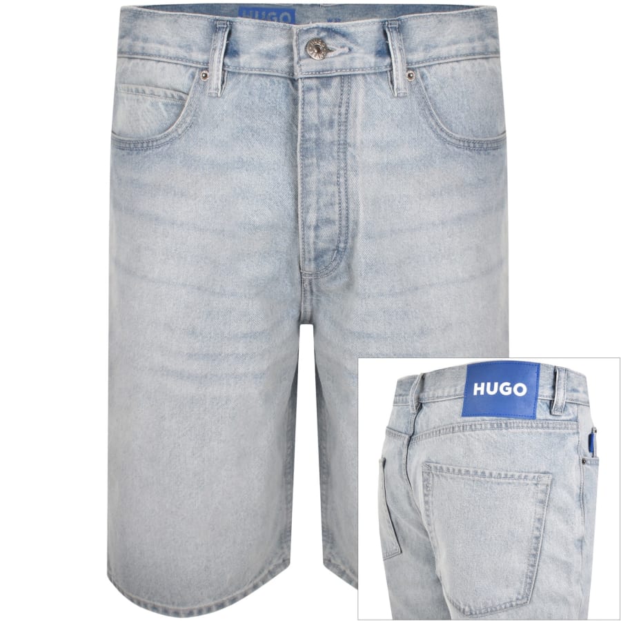 Image number 1 for HUGO Blue Skate Shorts Light Wash Blue