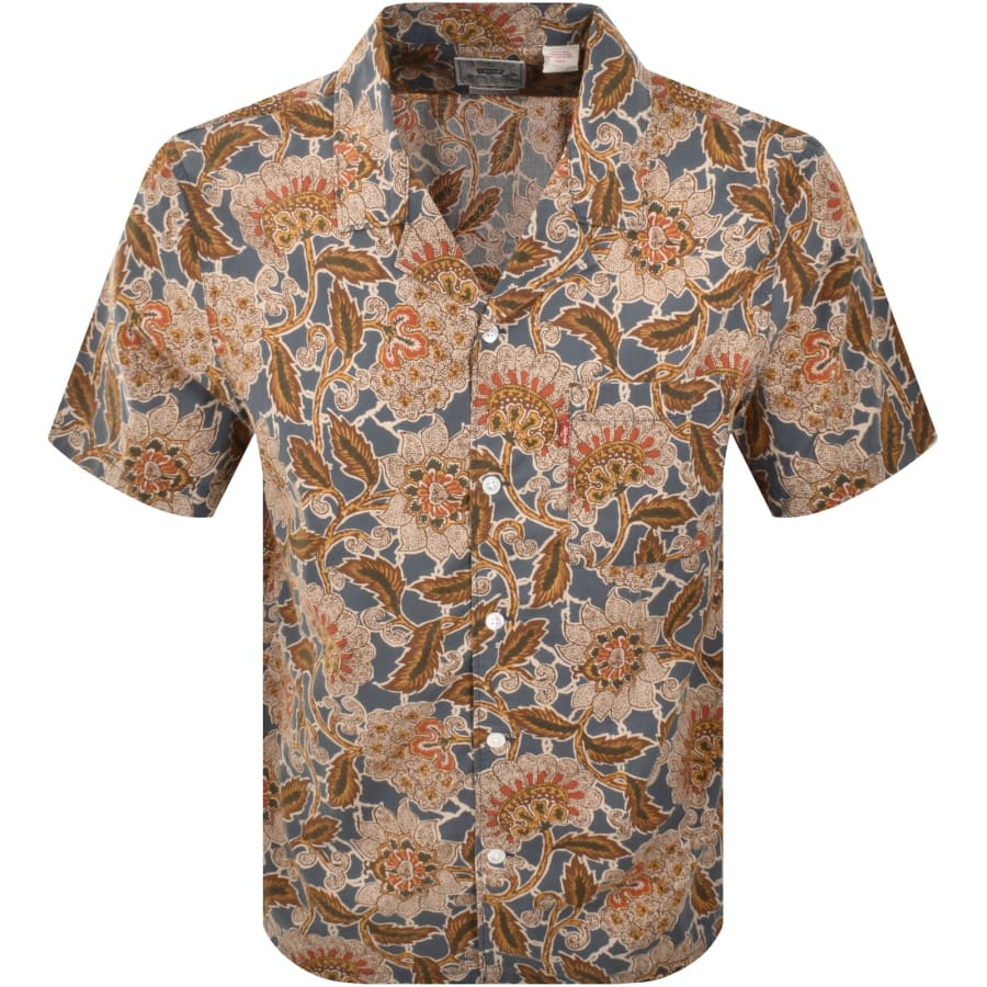 Image number 1 for Levis Sunset Camp Short Sleeved Shirt Blue
