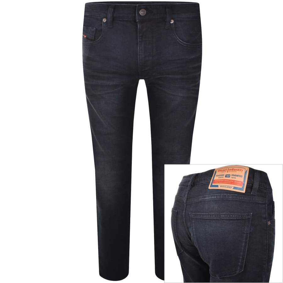 Image number 1 for Diesel D Strukt Slim Fit Dark Wash Jeans Blue