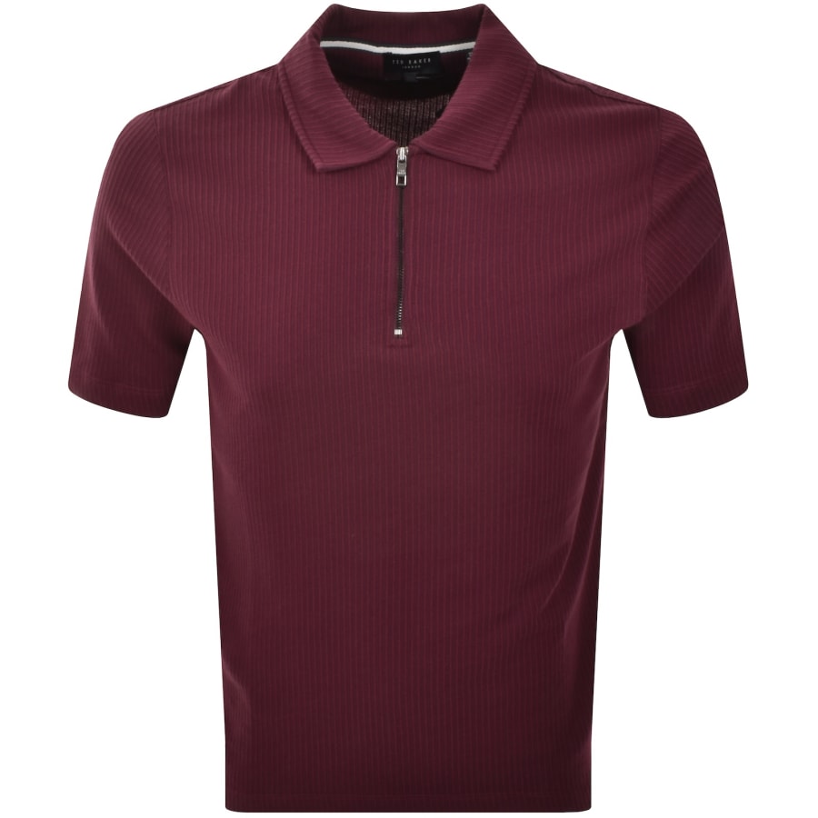 Image number 1 for Ted Baker Elgrave Zip Polo T Shirt Maroon