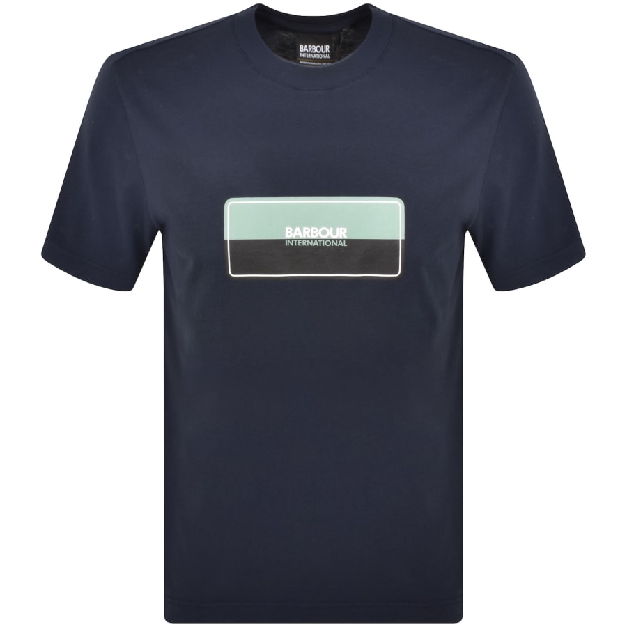 Image number 1 for Barbour International Split Lozenge T Shirt Navy