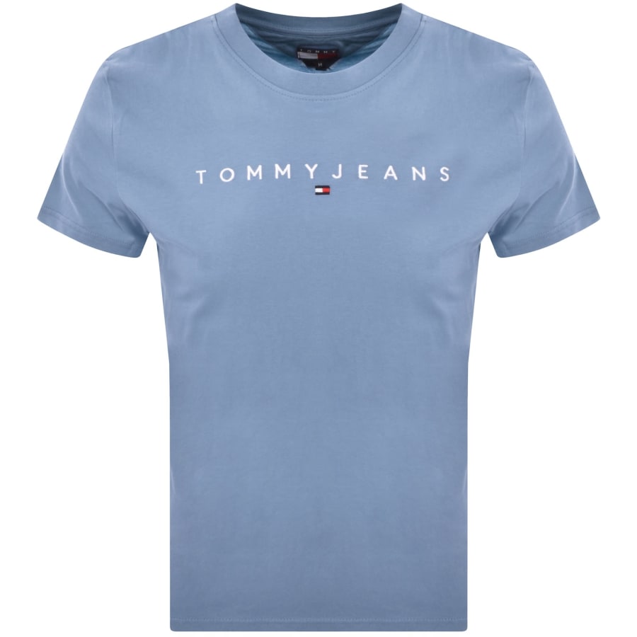 Image number 1 for Tommy Jeans Linear Logo T Shirt Blue