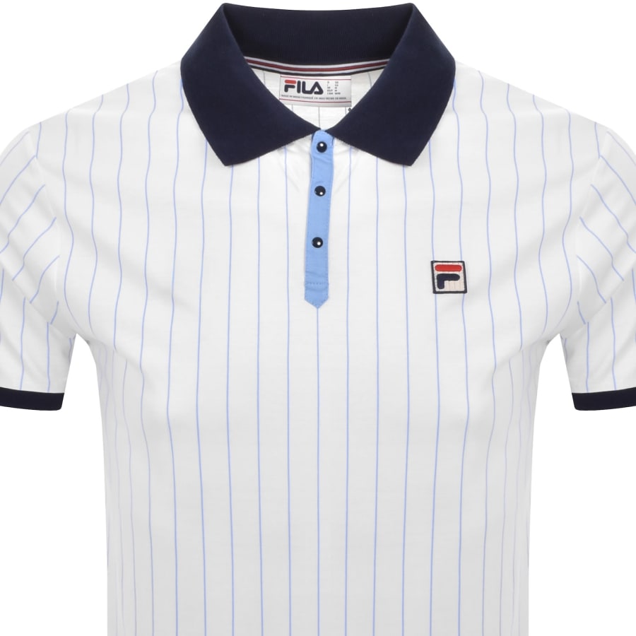 Image number 2 for Fila Vintage Pinstripe Polo T Shirt White