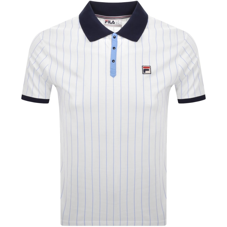Image number 1 for Fila Vintage Pinstripe Polo T Shirt White