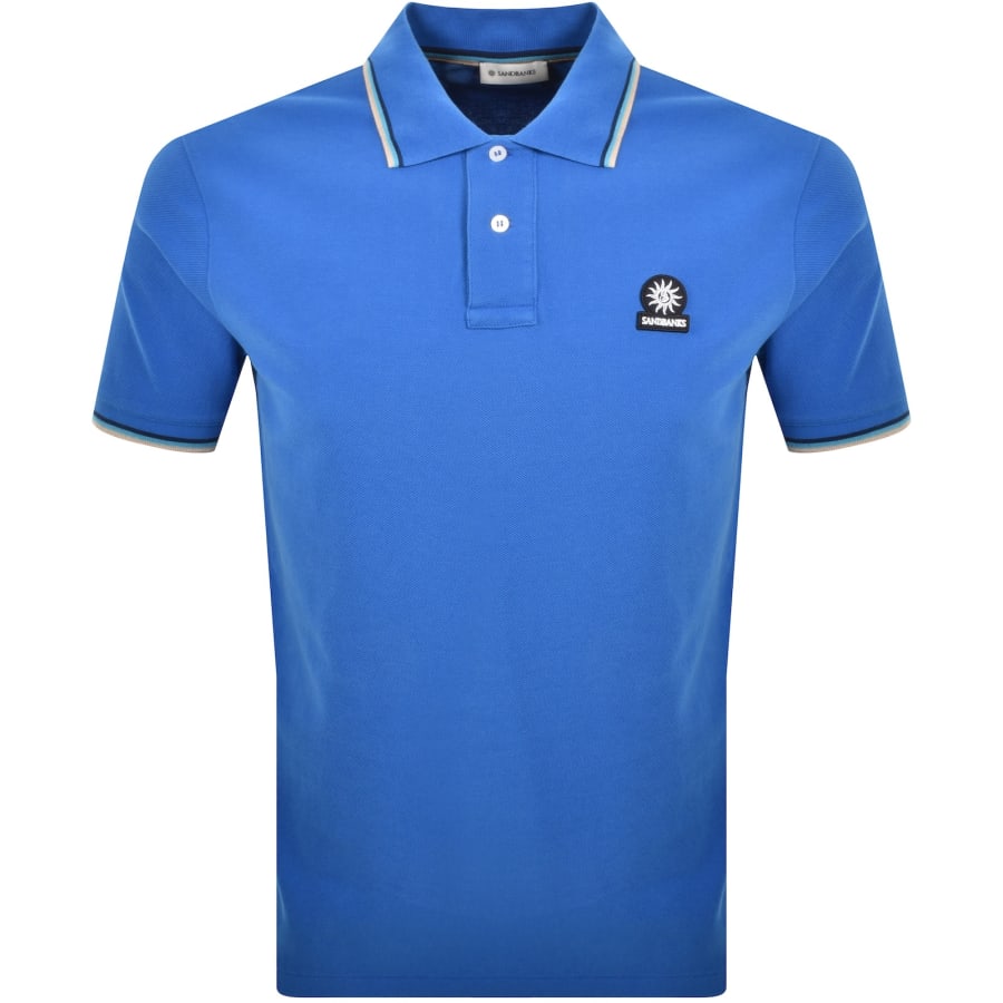 Image number 1 for Sandbanks Badge Logo Polo T Shirt Blue