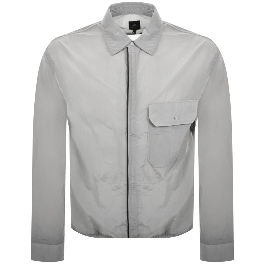 Image number 1 for Armani Exchange Full Zip Overshirt Grey