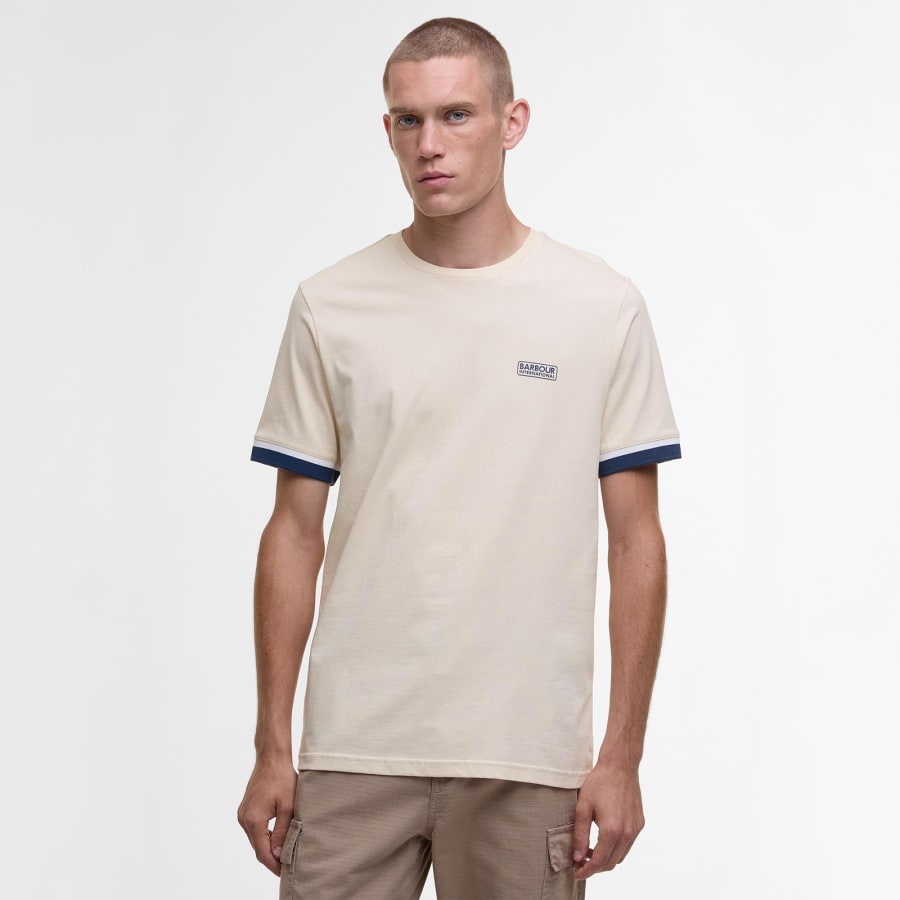 Image number 5 for Barbour International Deep Cuff Evan T Shirt Cream