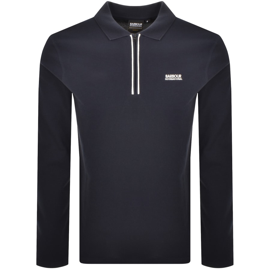 Image number 1 for Barbour International Marshall Zip Polo Navy