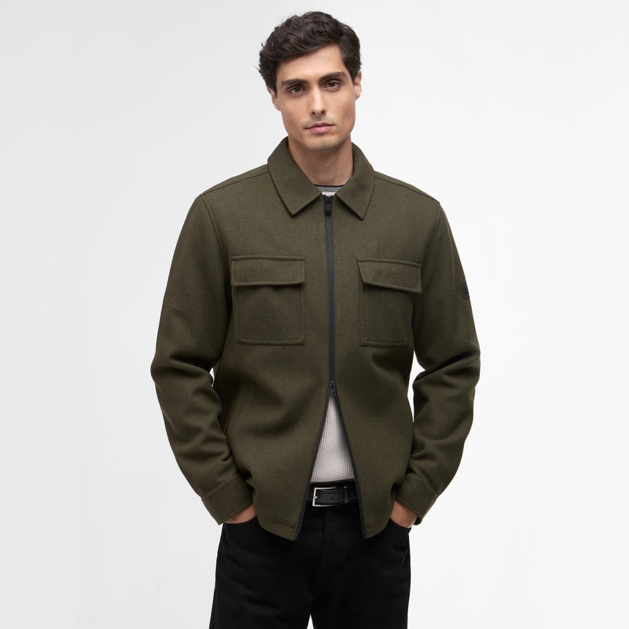 Image number 6 for Barbour International Walken Overshirt Green