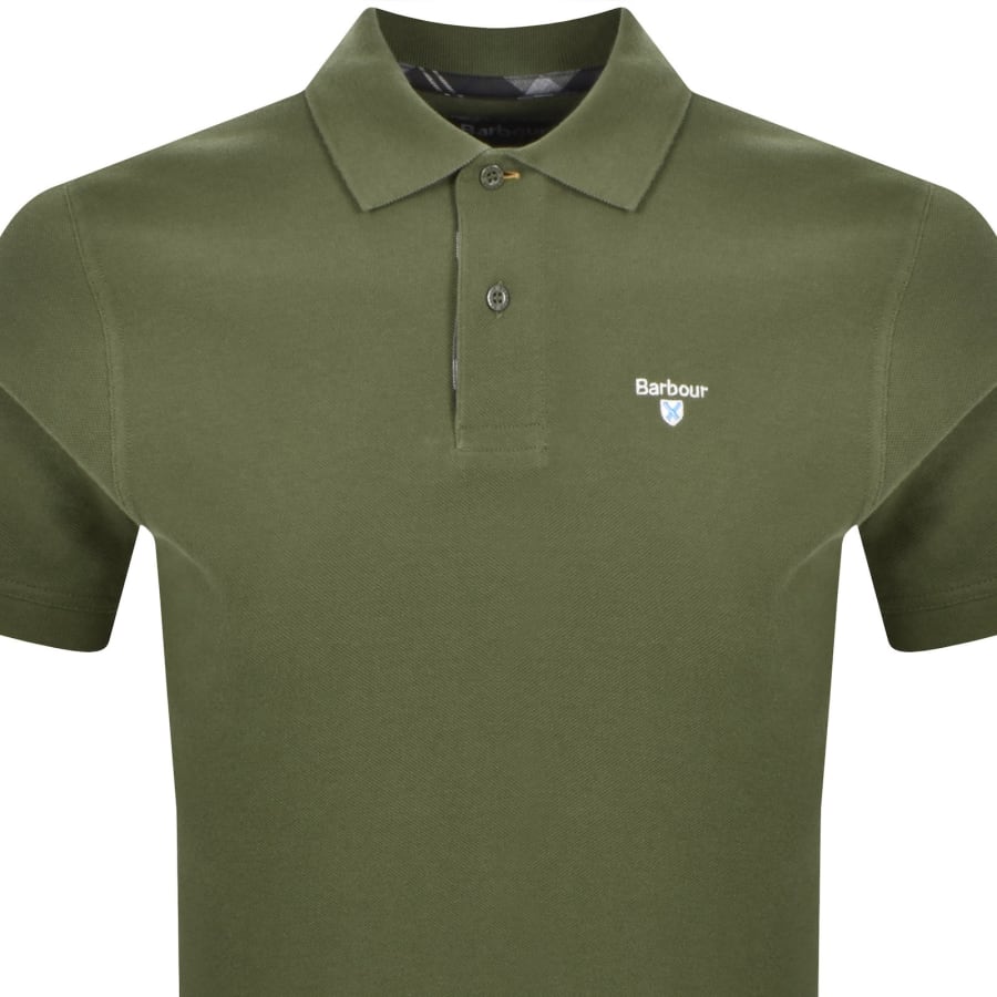 Image number 2 for Barbour Tartan Pique Polo T Shirt Green