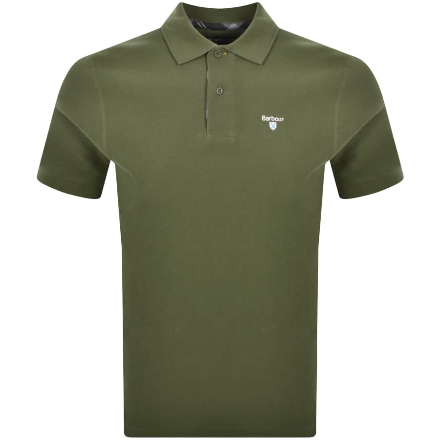 Image number 1 for Barbour Tartan Pique Polo T Shirt Green