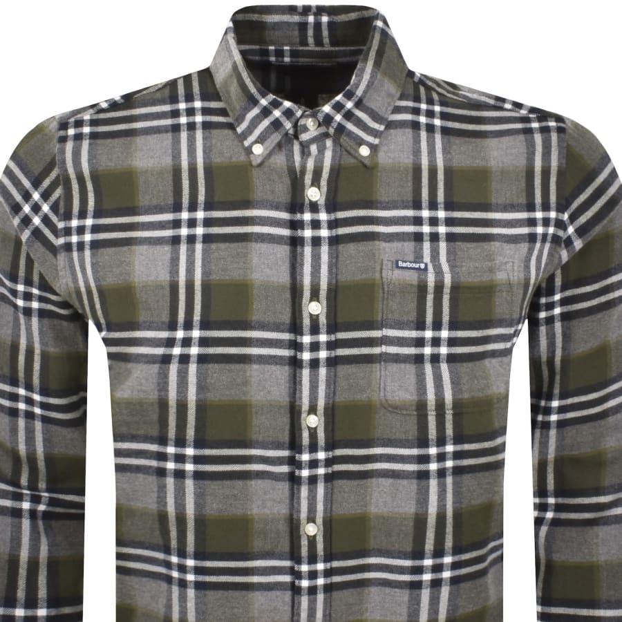 Image number 2 for Barbour Fallbay Checked Tailored Shirt Grey