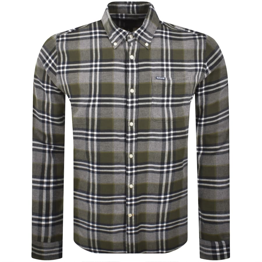 Image number 1 for Barbour Fallbay Checked Tailored Shirt Grey