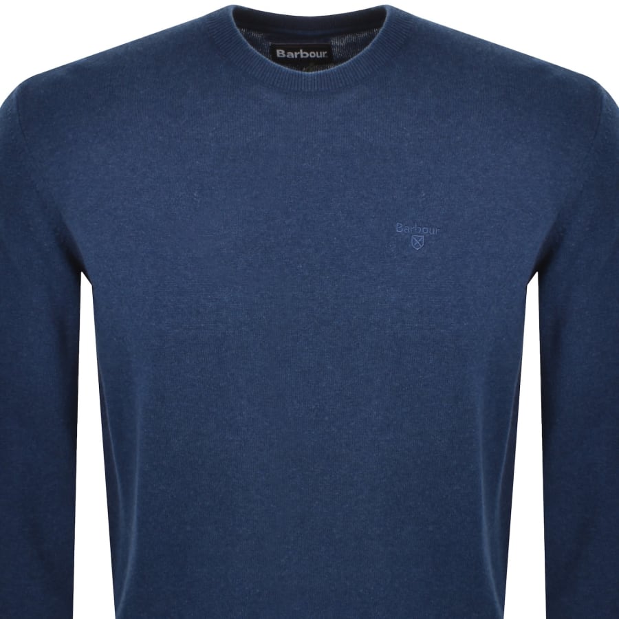 Image number 2 for Barbour Pima Cotton Knit Jumper Marl Blue