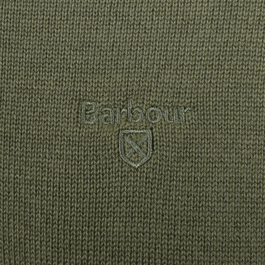 Image number 3 for Barbour Half Zip Knit Jumper Green