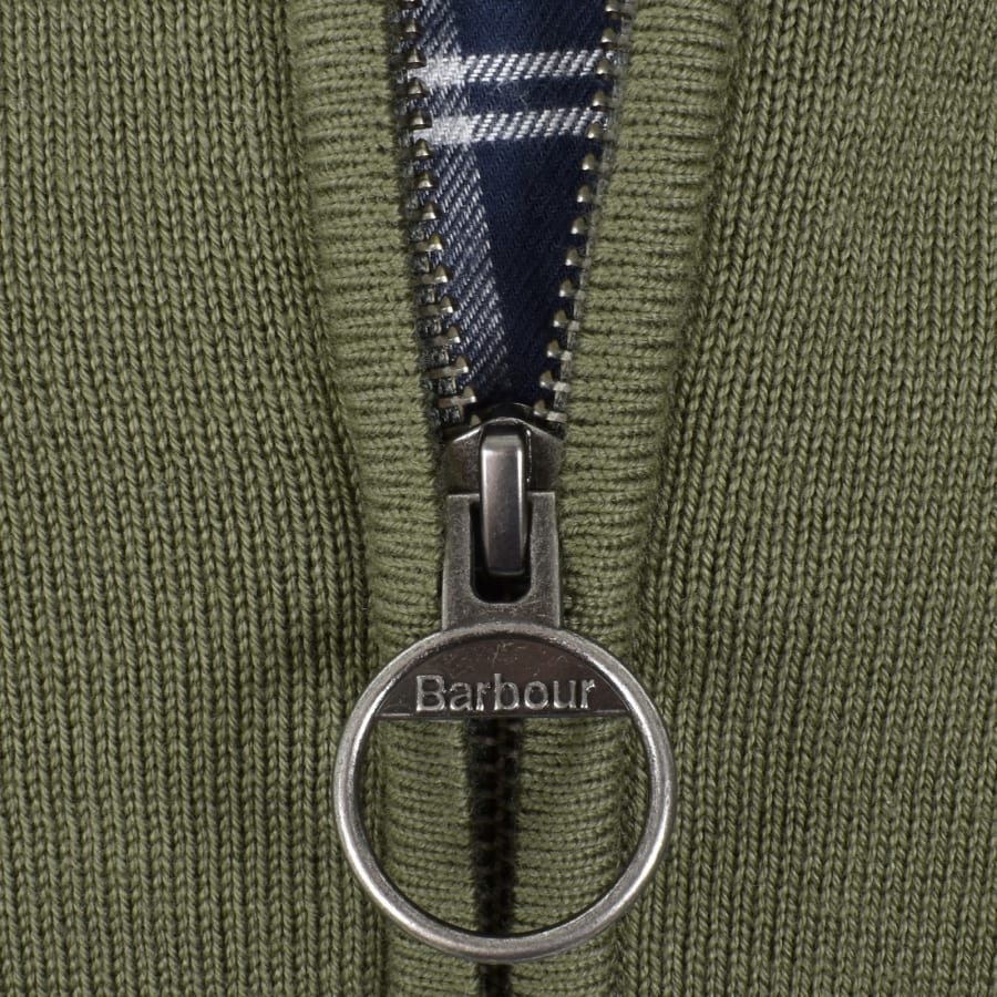 Image number 4 for Barbour Half Zip Knit Jumper Green