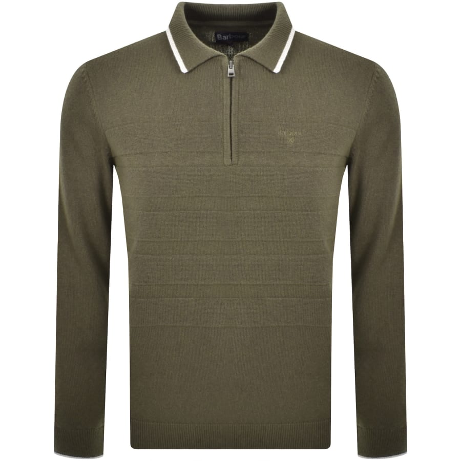 Image number 1 for Barbour Fenhill Knitted Polo Mid Olive Green