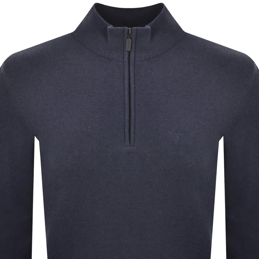 Image number 2 for Barbour Avoch Half Zip Knitted Jumper Navy