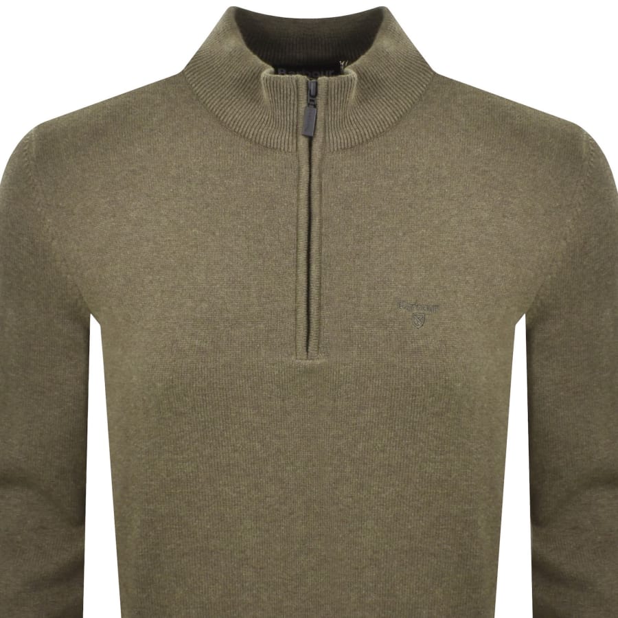 Image number 2 for Barbour Avoch Half Zip Knitted Jumper Green