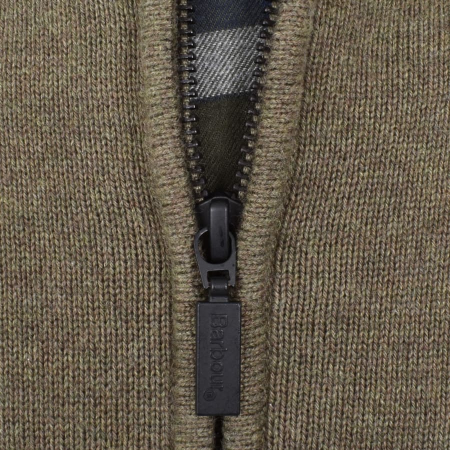 Image number 4 for Barbour Avoch Half Zip Knitted Jumper Green