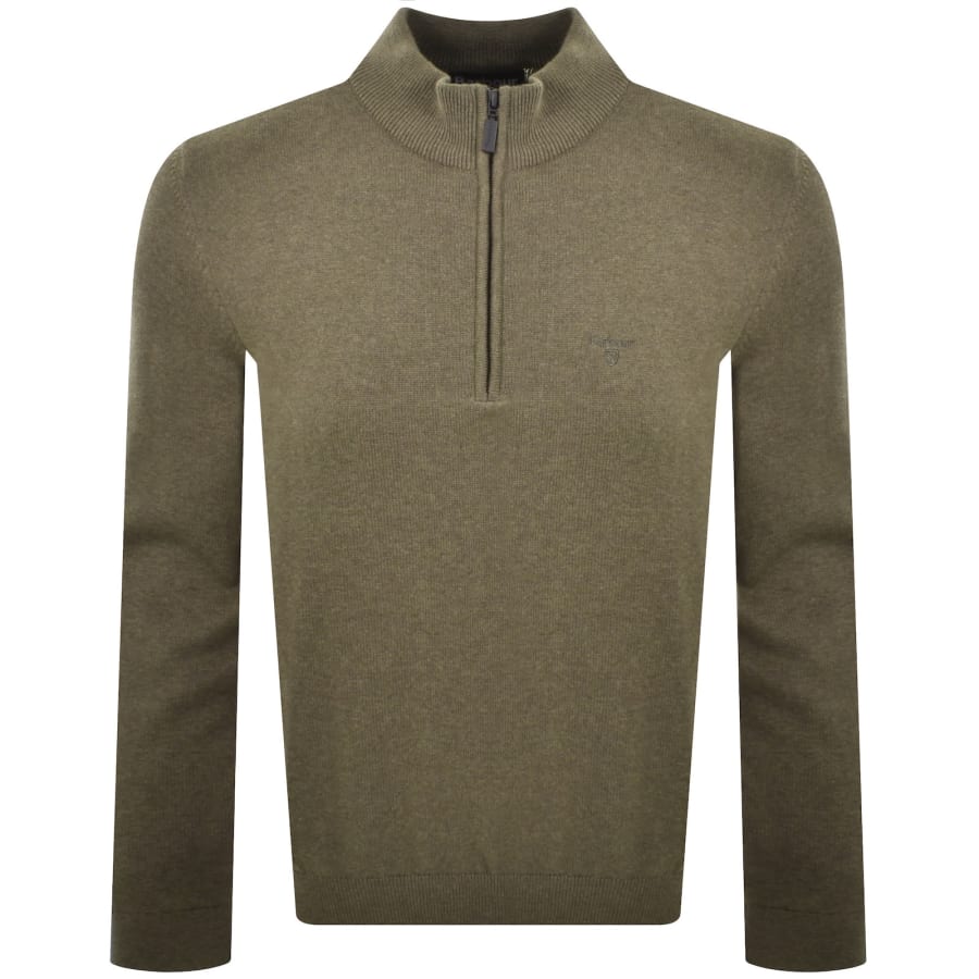 Image number 1 for Barbour Avoch Half Zip Knitted Jumper Green