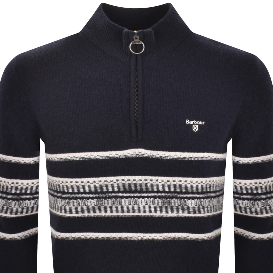 Image number 2 for Barbour Kepwick Half Zip Knitted Jumper Navy